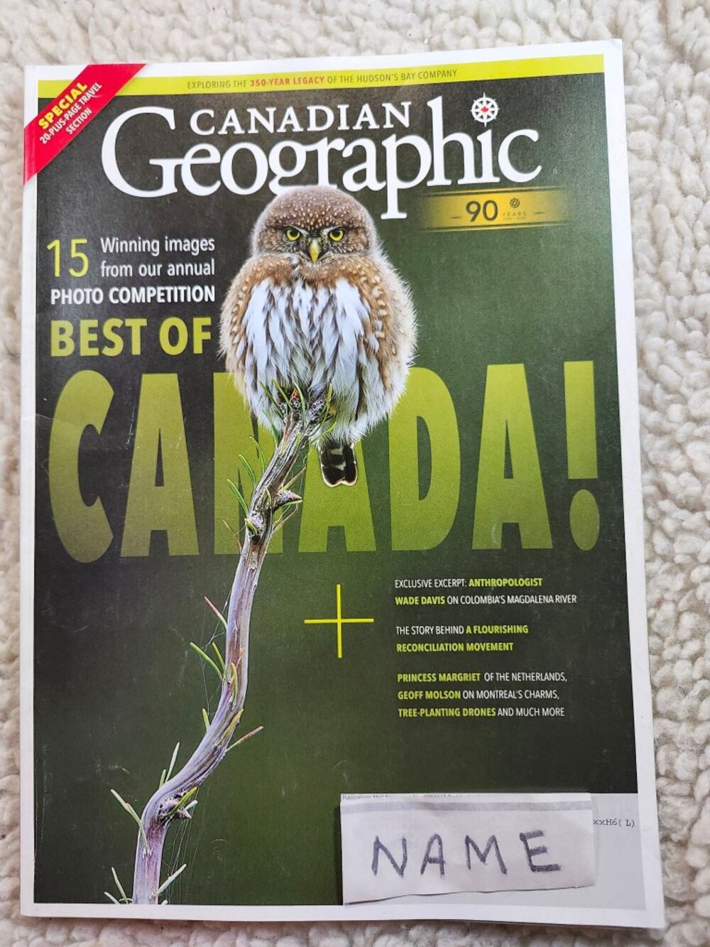 Canadian Geographic Magazine May June 2020 Best Of Canada Owl Cover 90Year